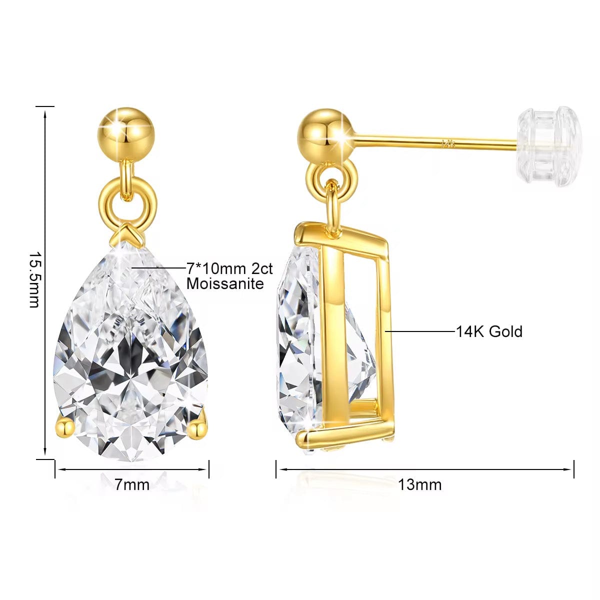 Alexie Sparkle Studs Earrings Moissanite in 14K Gold thumbnail 4