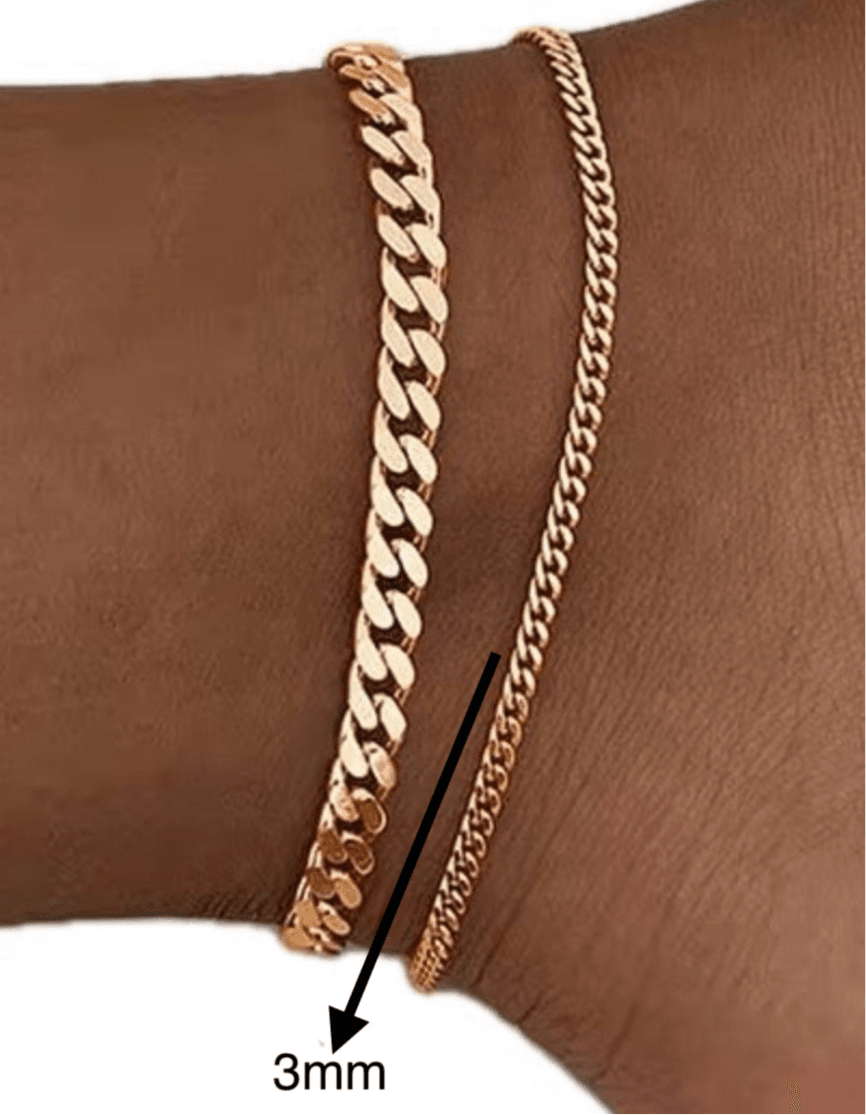 Fall 3mm Miami Cuban Chain Anklet Foot Jewelry Ankle Bracelet thumbnail 2