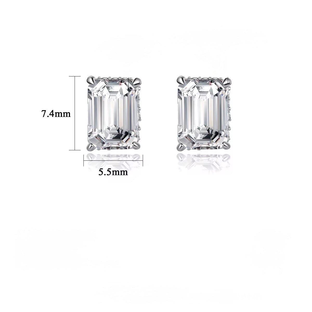 Élyna Emerald-Cut Moissanite Stud Earrings 925 Sterling Silver Luxury Studs thumbnail 3