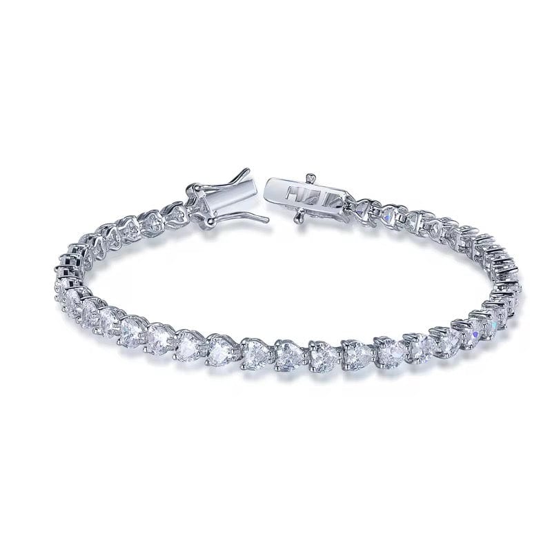 Jolie Bracelet Heart Tennis Style High Brilliance Stones in Sterling Silver thumbnail 1