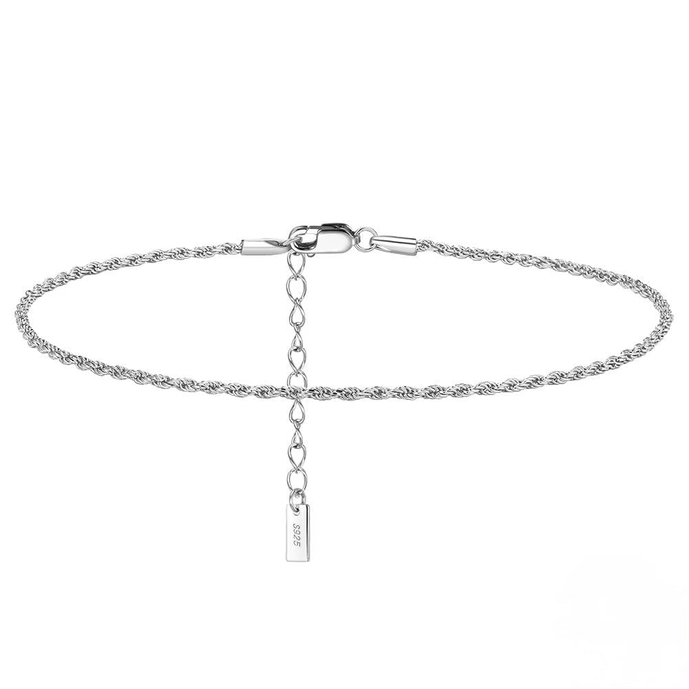 Zoe 925 Sterling Silver Rope Chain Anklet thumbnail 1