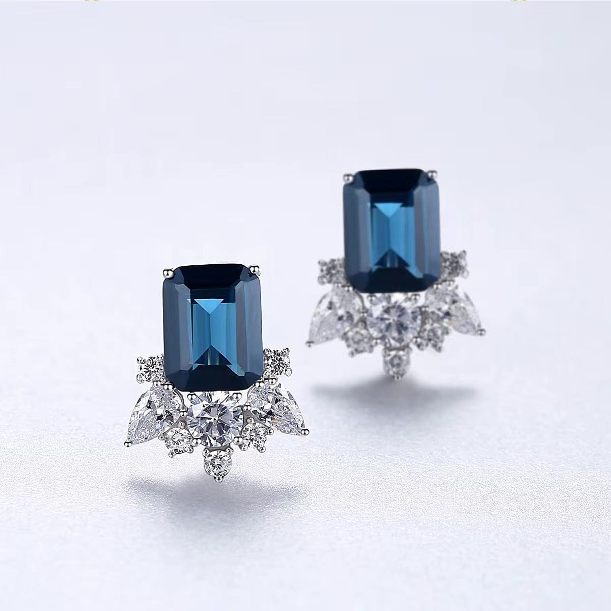 The Élora Sapphire Glow Earrings 925 Sterling Silver Blue Gemstone Studs thumbnail 3