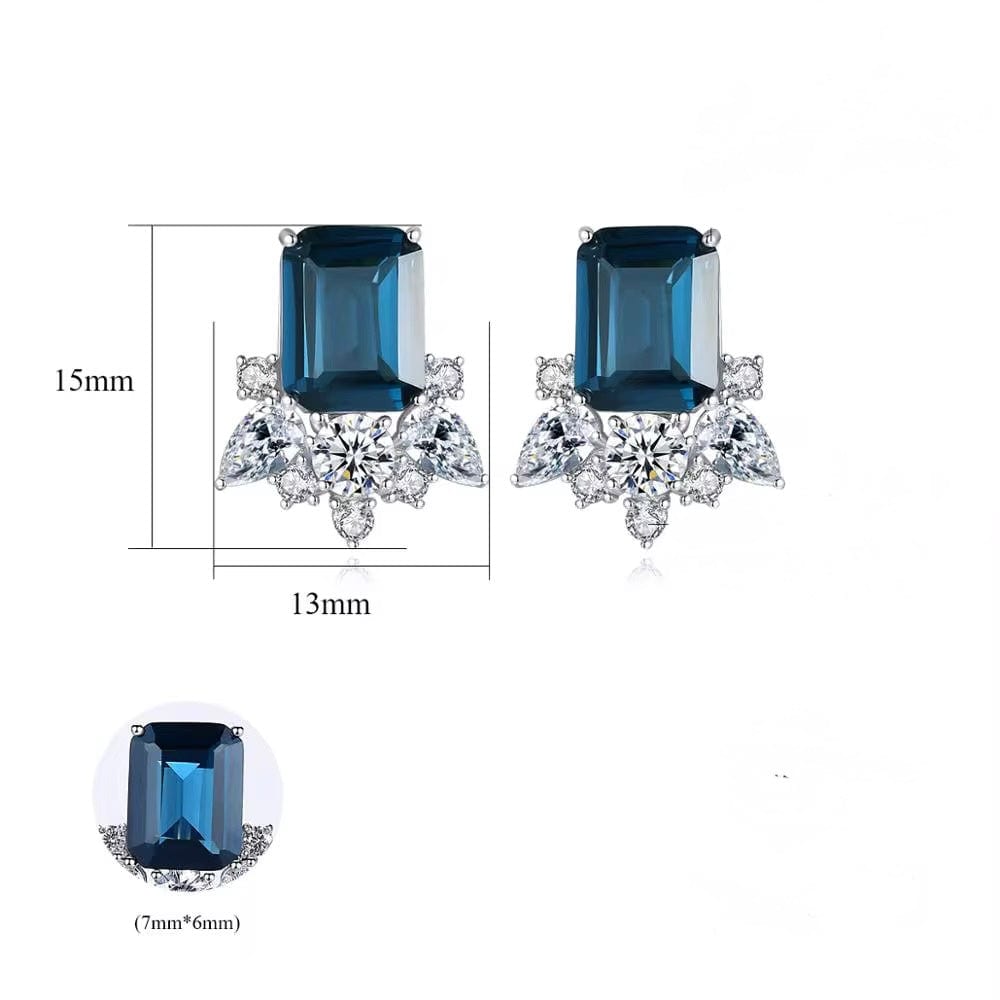 The Élora Sapphire Glow Earrings 925 Sterling Silver Blue Gemstone Studs thumbnail 4