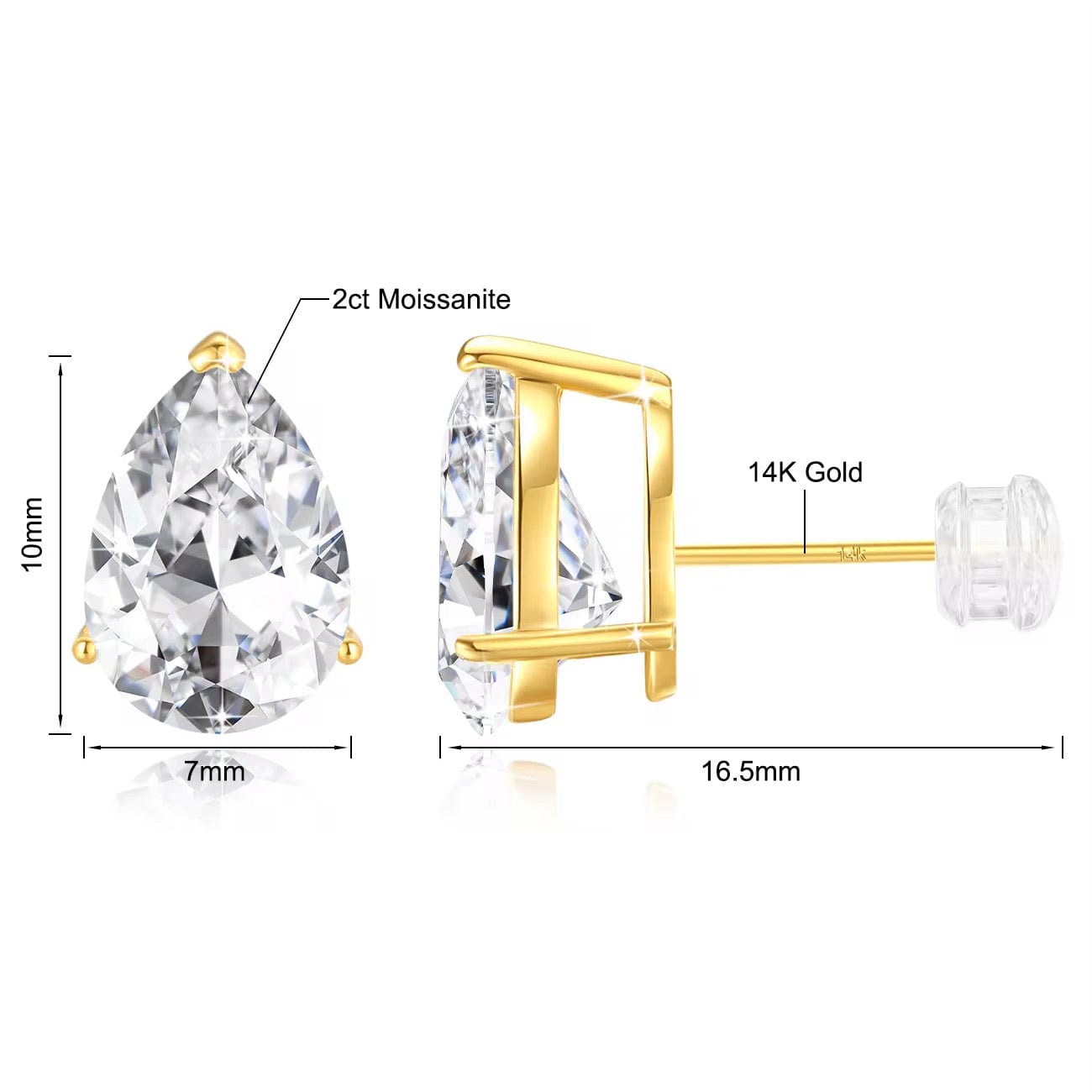 Milena Sparkle Studs Earrings Moissanite in 14K Gold thumbnail 4