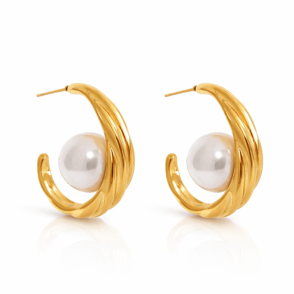 The Leana Pearl Hoops Earrings thumbnail 2