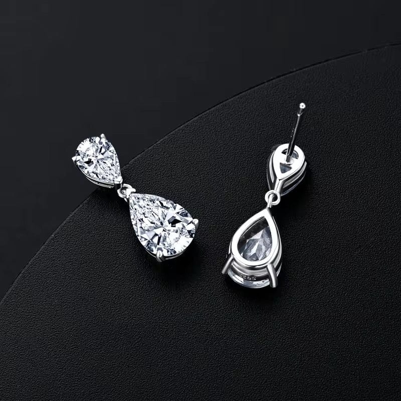 The Alara Teardrop Earrings 925 Sterling Silver Zircon Drop Studs thumbnail 2
