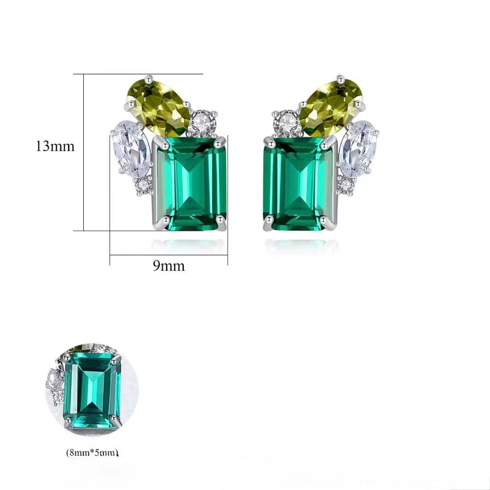 Amélya Emerald Muse Earrings Sterling Silver Green Gemstone Studs thumbnail 3