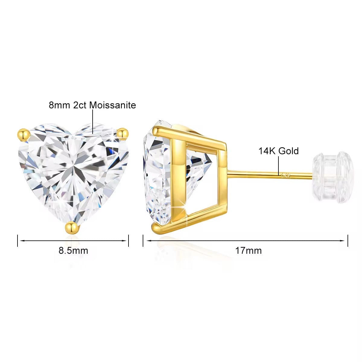 Amor Sparkle Studs Earrings Moissanite in 14K Gold thumbnail 4