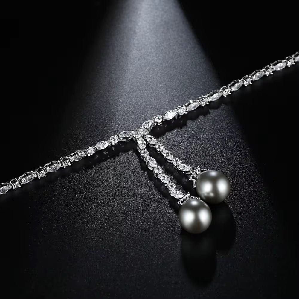 Selene Y-Chain Necklace with Real Pearls and High Brilliance Stones thumbnail 3