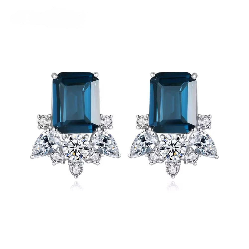 The Élora Sapphire Glow Earrings 925 Sterling Silver Blue Gemstone Studs thumbnail 1