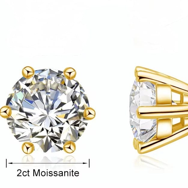 Kathy 14k Gold 2CT Moissanite Stud Earrings Timeless Sparkle thumbnail 4