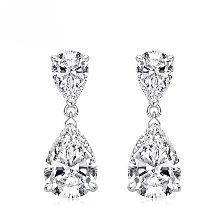 The Alara Teardrop Earrings 925 Sterling Silver Zircon Drop Studs thumbnail 1