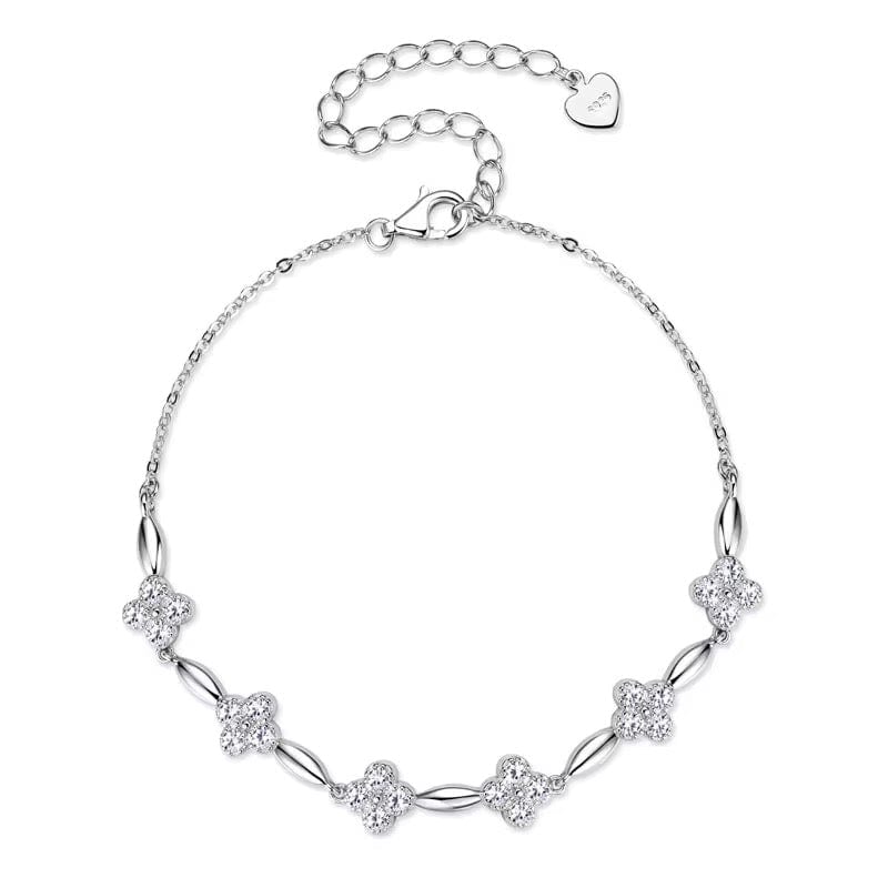 Adélia Moissanite Clover Bracelet 925 Sterling Silver Adjustable Luxury Bracelet thumbnail 1