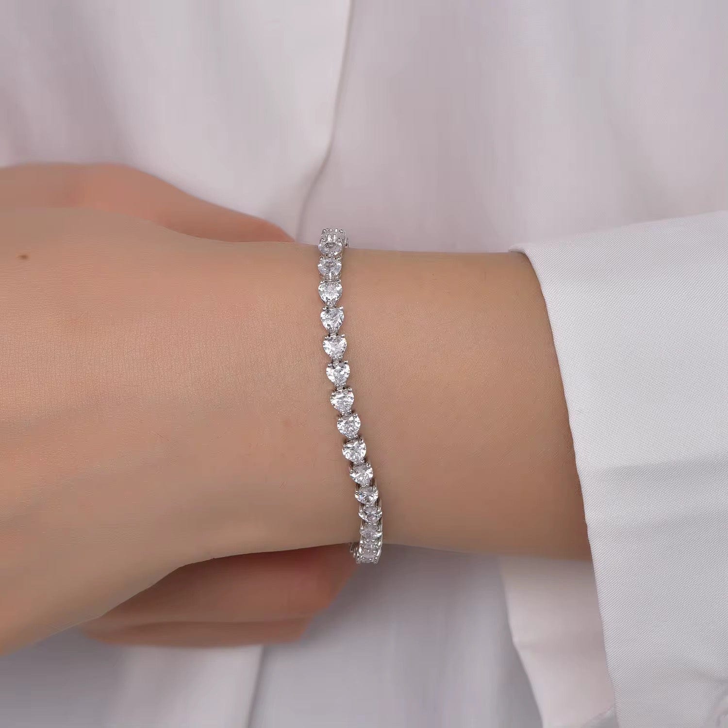 Jolie Bracelet Heart Tennis Style High Brilliance Stones in Sterling Silver thumbnail 3