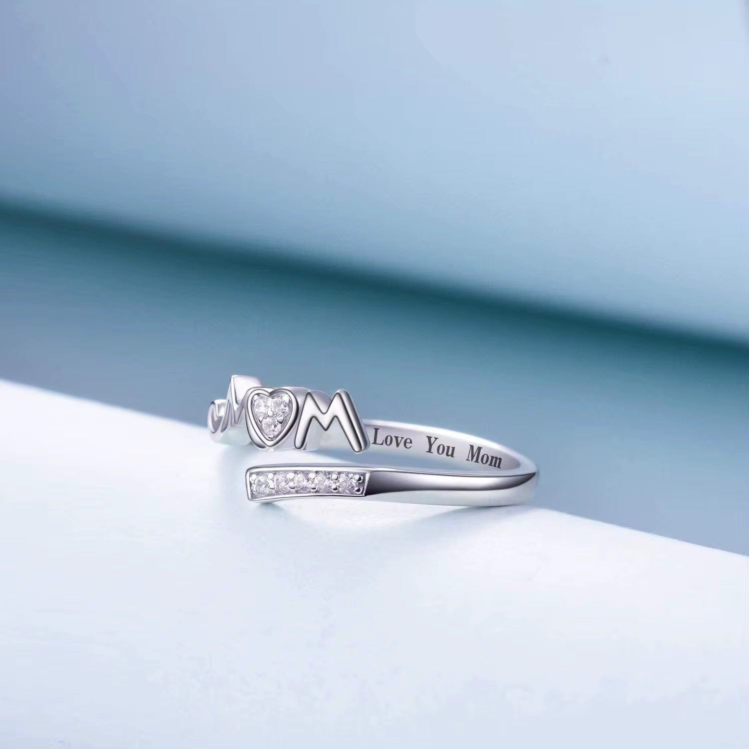 Tess Mom Heart Promise Ring Sterling Silver & Sparkling Zircons thumbnail 2