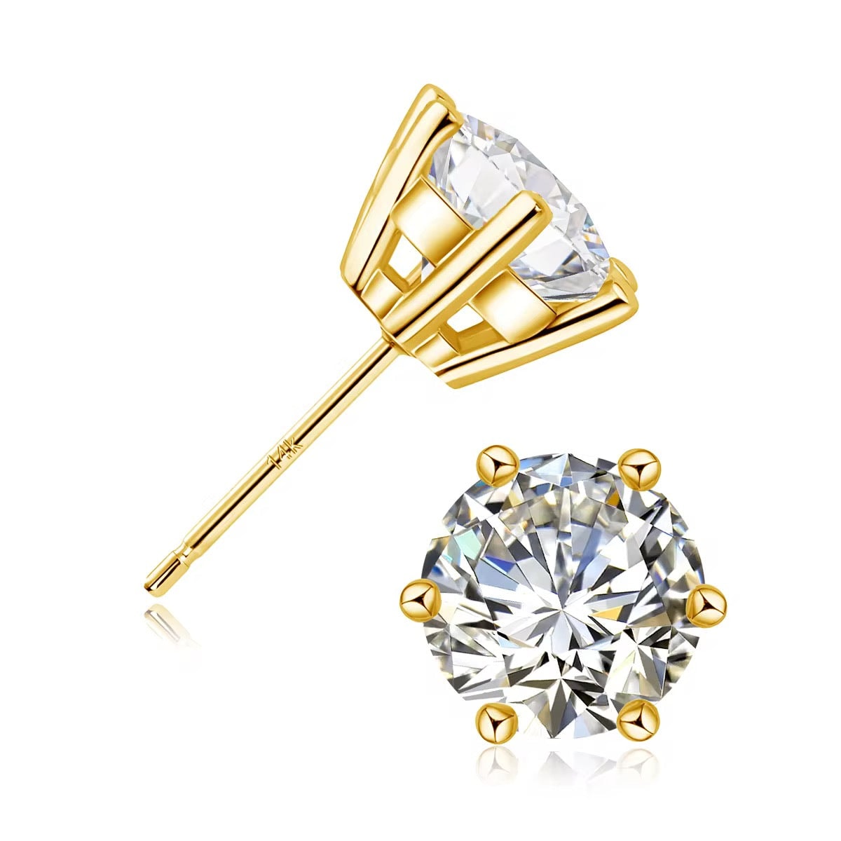 Kathy 14k Gold 2CT Moissanite Stud Earrings Timeless Sparkle - Image 1