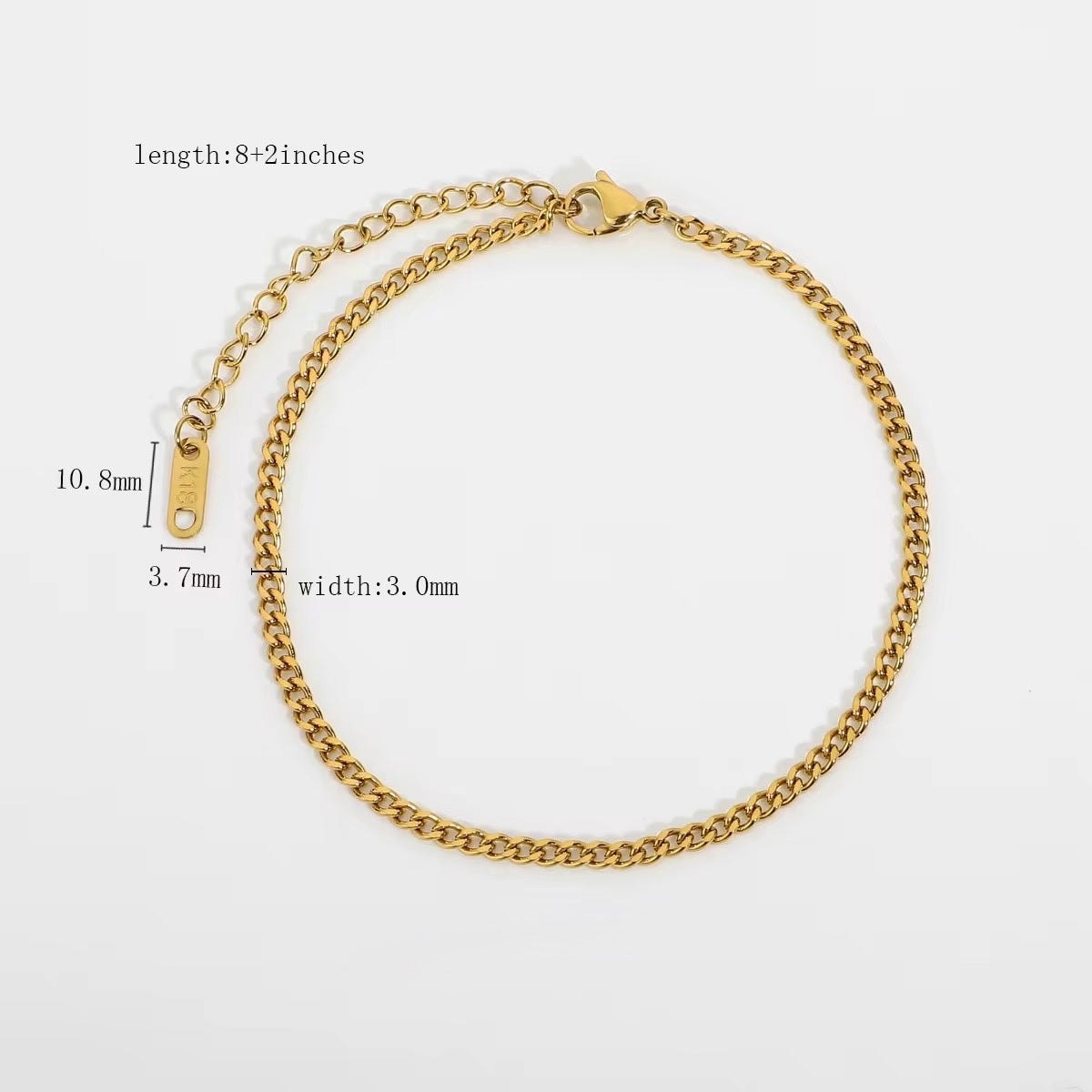 Fall 3mm Miami Cuban Chain Anklet Foot Jewelry Ankle Bracelet - Image 1