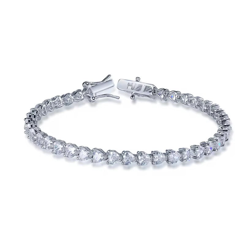 Jolie Bracelet Heart Tennis Style High Brilliance Stones in Sterling Silver - Image 1
