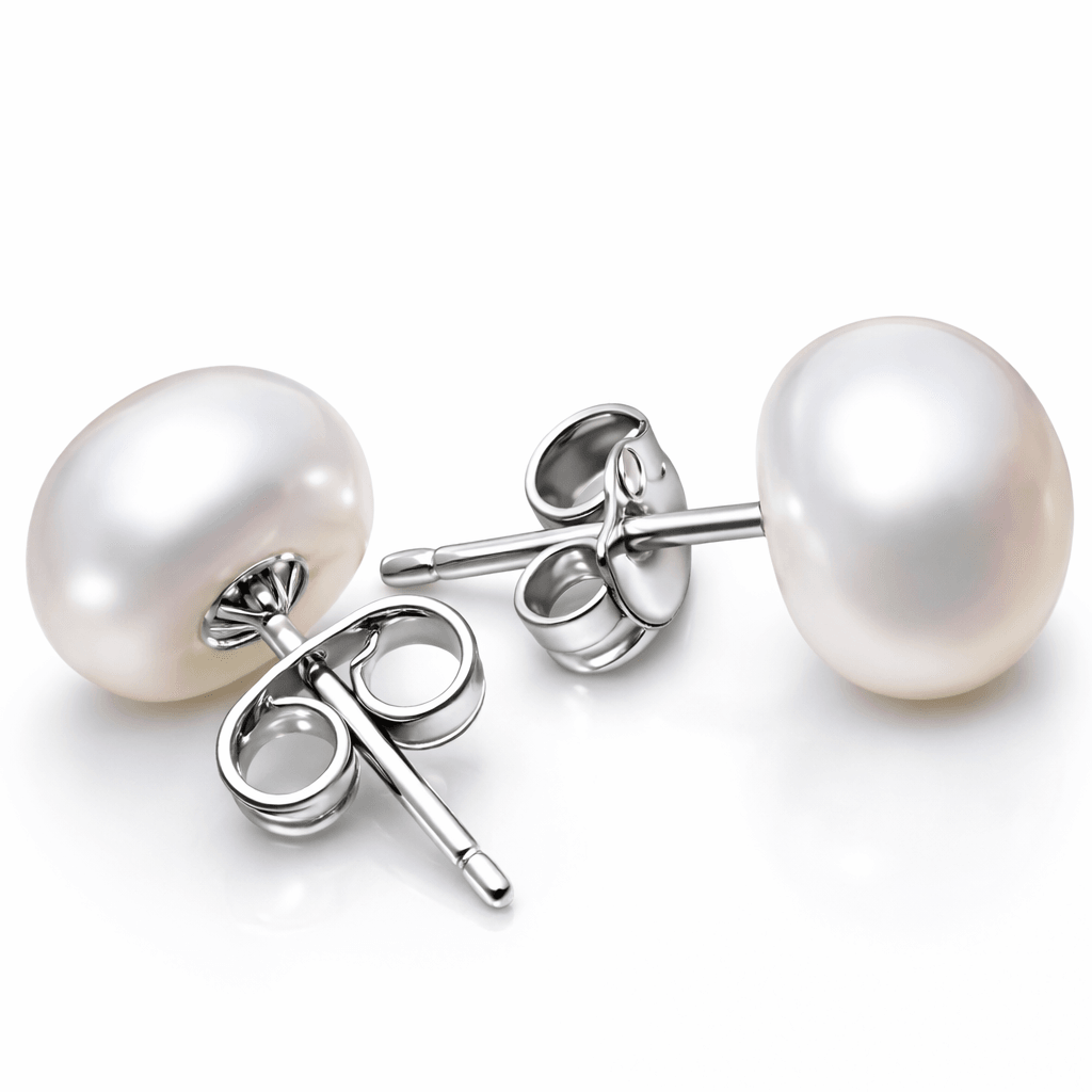 Aurelia Radiance 12.5mm Large Freshwater Pearl Stud Earrings in Sterling Silver - Image 1