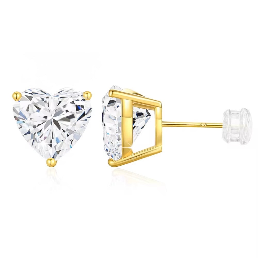 Amor Sparkle Studs Earrings Moissanite in 14K Gold - Image 1