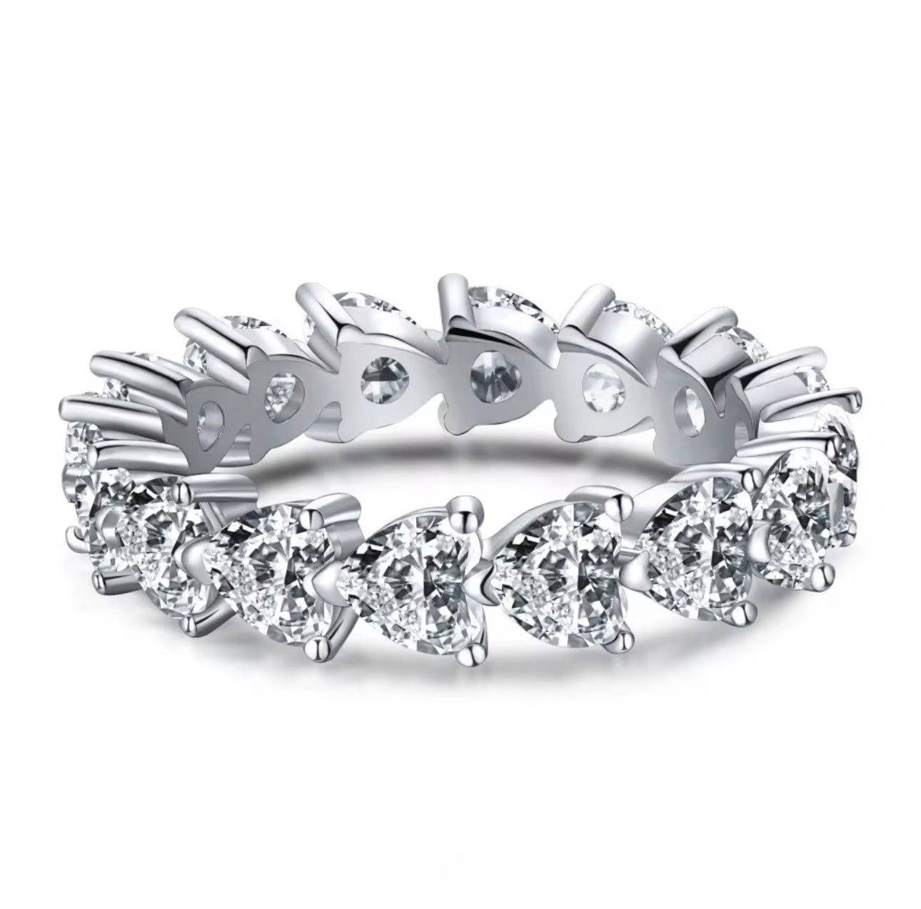 Viviana Heart Cut Eternity Band in 925 Sterling Silver with Brilliance Zircon - Image 1