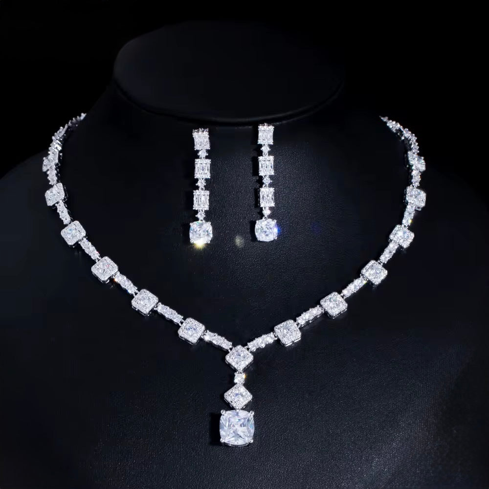 Anastasia Sterling Silver Set  Necklace with High-Brilliance Stones - Image 1